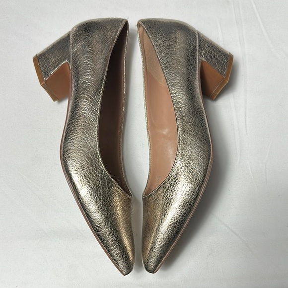 Paolo Gold Metallic Heels Sleek Design with Pointed Toe - Picture 4 of 11
